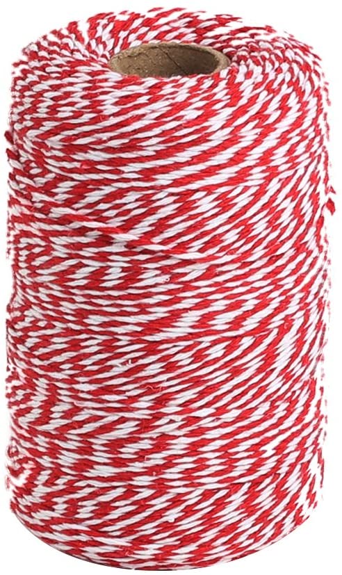 Cotton Twine Red and White Baker String 2mm Thick 328 Feet